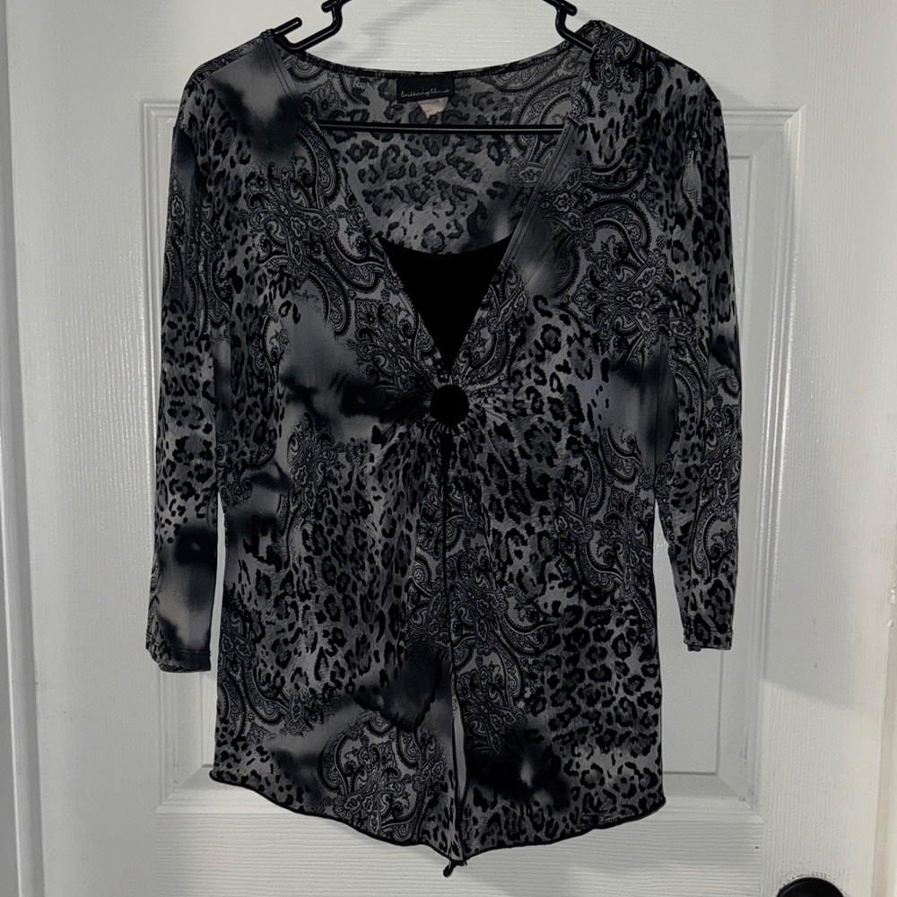 Brittany Black Paisley and Leopard Print Blouse